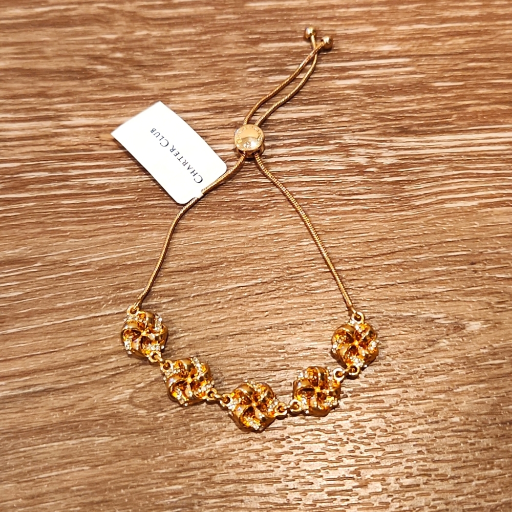 Charter Club Pave Love Knot Slide Bracelet